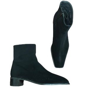 Stuart Weitzman Black Ankle Boots Pointed Tapered Square Toe Gortex Booties